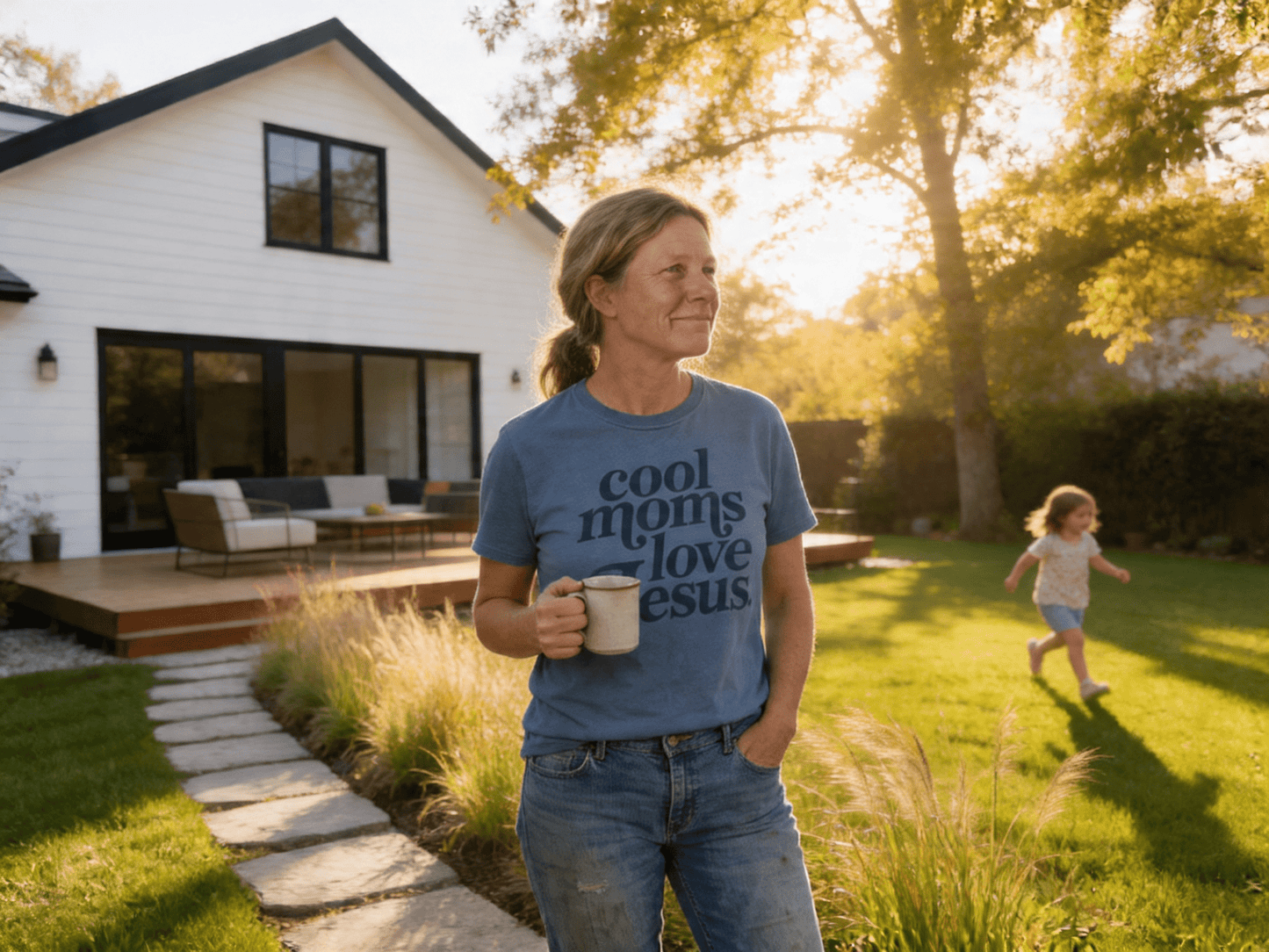 "Cool Moms Love Jesus" Western Faith Graphic Tee — Gildan Softstyle Vintage Comfort