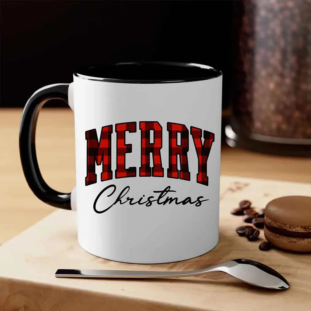 Merry Christmas Matching Coffee Mug - Buffalo Plaid Cup