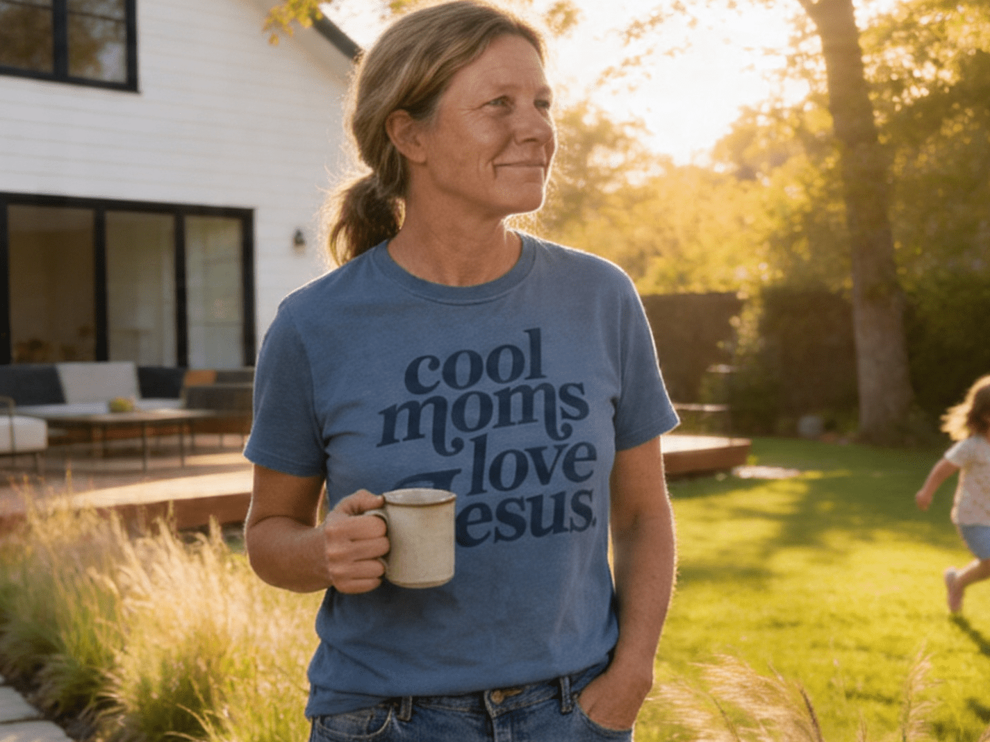 "Cool Moms Love Jesus" Western Faith Graphic Tee — Gildan Softstyle Vintage Comfort