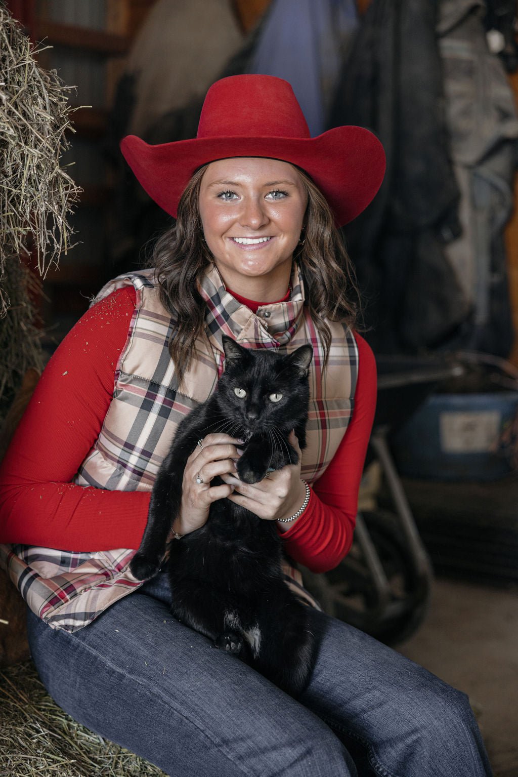 Jodifl Plaid Check Print Padded Western Vest — High Collar with Zipper & Snap Closure (Medium remaining)