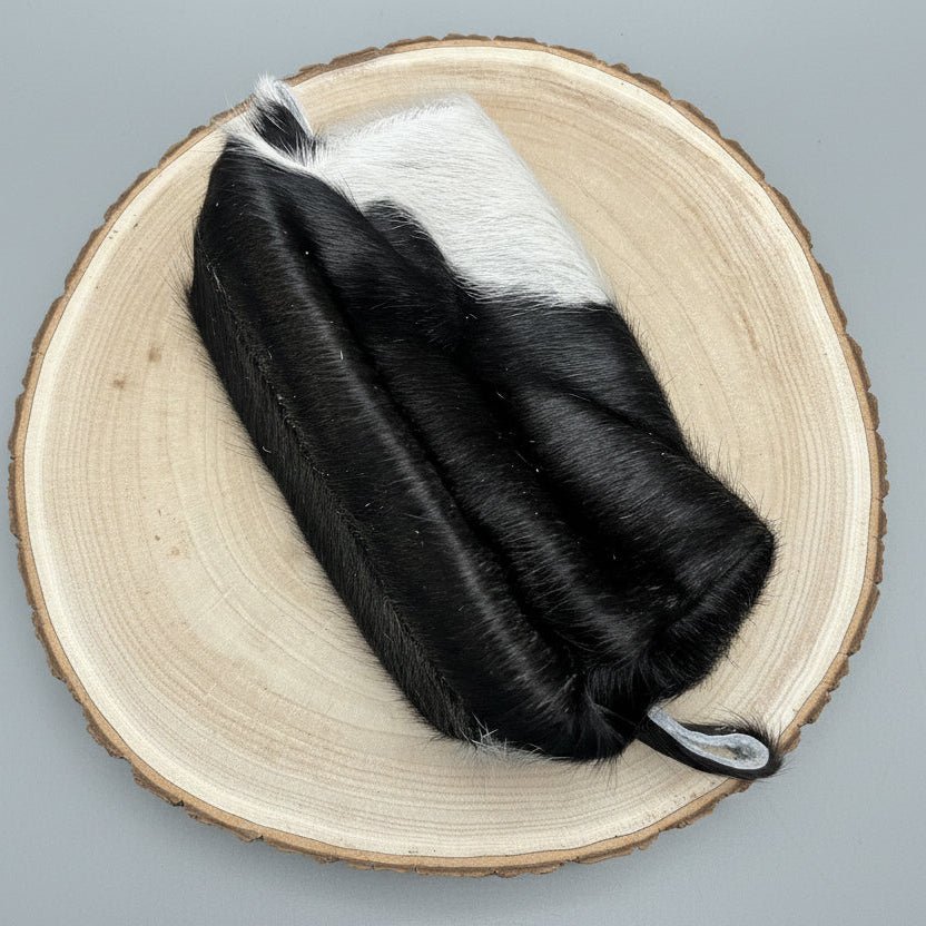 Western Toiletry Bag — Black & White Hair-on-Hide Cowhide (8" Travel-Ready)